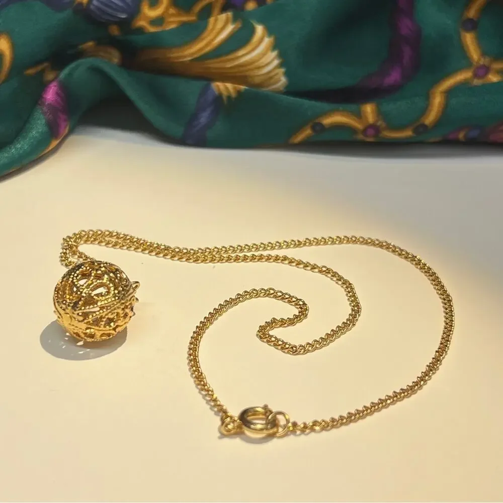 JUDY LEE VINTAGE 1950s Sphere Gold Tone Necklace 9”